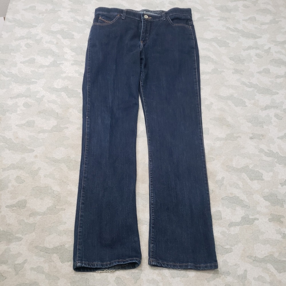 Wrangler Q-Baby Jeans Women 13/14x34 Blue Bootcut Denim Dark Wash